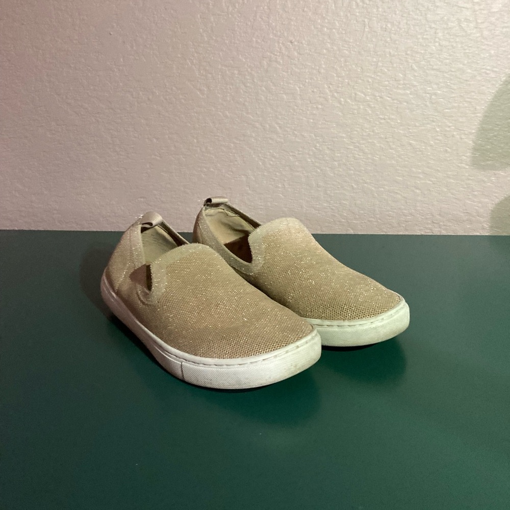 Lane Bryant Glitter Slip-On Sneakers in Champagne Gold
